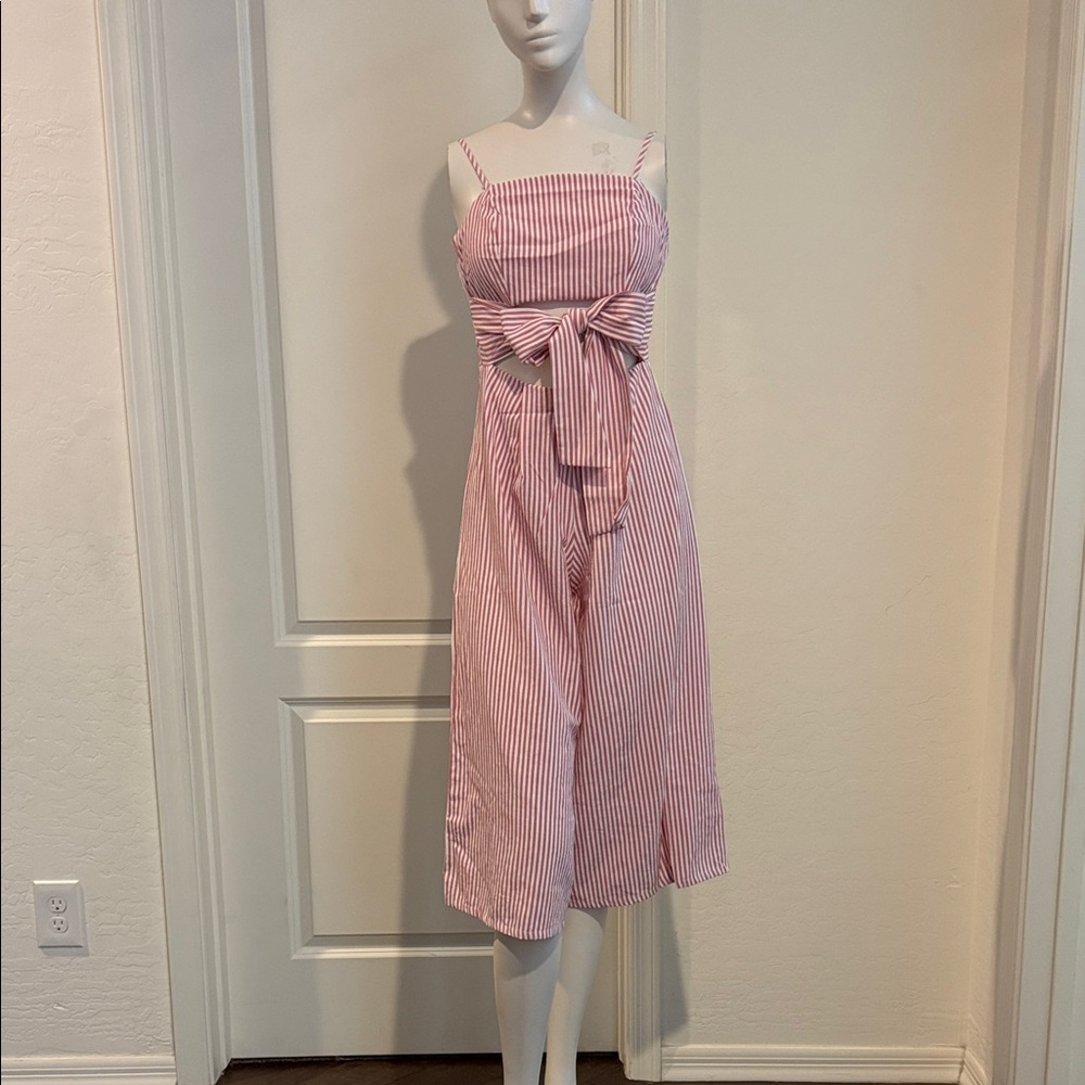 Striped Pink Spaghetti Strap Jumpsuit